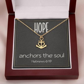 Hebrews 6 19 Necklace Hope Necklace Anchors the Soul Necklace Baptism Gifts for Her Anchor Pendant Inspirational Necklace Motivational Christian Gifts Standard Box 18k Yellow Gold Finish