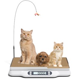 LFGKeng Digital Small Animal Scale, Pet Weight Scale with Cat Scratch Board, Capacity up to 66 lb, Measure Accurately, Tray Length 16in, Multifunction LCD Food Scale for Pet Baby, Kitten, Puppy(White)