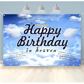 Happy Birthday in Heaven Backdrop Funeral Memorial Flags Celebration of Life Decoration Funeral Themed Party Backdrop Photo Booth