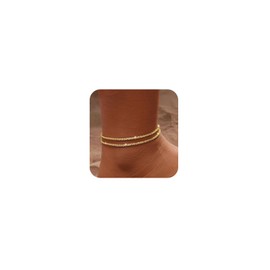 FloralGrace Anklet for Women, Gold, Adjustable Waterproof Jewellery, Simple Layered Design, Hypoallergenic, Anklet for Summer Festivals and Everyday Use (Gold)