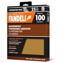 Fandeli | Multi-Purpose Sandpaper | 100 Grit | 25 Sheets of 9'' x 11'' | Ideal for Sanding Metal, Untreated Wood and Painted Surfaces