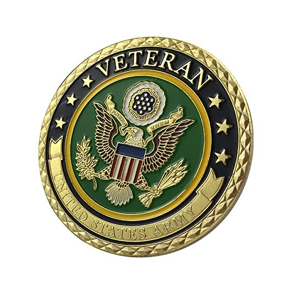 United States Army Emblem / Veteran with Flag-gp Challenge Coin 1101#