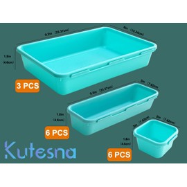 Kutesna 15 PCS Interlocking Desk Drawer Organizer Separator for Office,Bathroom,Kitchen,Makeup（Blue&Green）