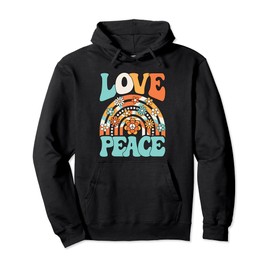 Love Peace Hippie Theme Party 60s 70s Outfit Men Women Kids Pullover Hoodie