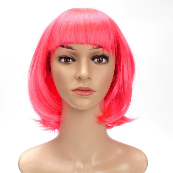 BERRYLION 12 Inch/30cm Bob Wig with Flat Bangs|Short Bob Wigs
