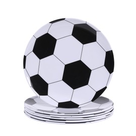 Webbylee Soccer Design 6-Piece Melamine Dinner Plates – 10-Inch Football Theme, Lightweight & Shatter Resistant, Dishwasher Safe, Parties & Indoor Outdoor Use