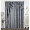 Traditional Jacquard Curtain Drape Set 2-Panels 63-Inch Length, Includes Attached
