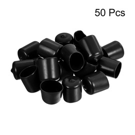 QUARKZMAN Pack of 50 Rubber End Caps 23 mm ID Rubber Caps Rubber Plugs Round Sliding Caps Chair Leg Caps Foot Caps Protective Caps End Tips Cover Plugs Plastic for Pipe Furniture Black