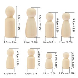 150 Pieces Wooden Peg Doll Bodies, Unfinished Wooden Peg Dolls in Different Shapes and Sizes, Perfect for DIY Art and Craft, Painting, Dollhouse Design, Table Setting by GNIEMCKIN