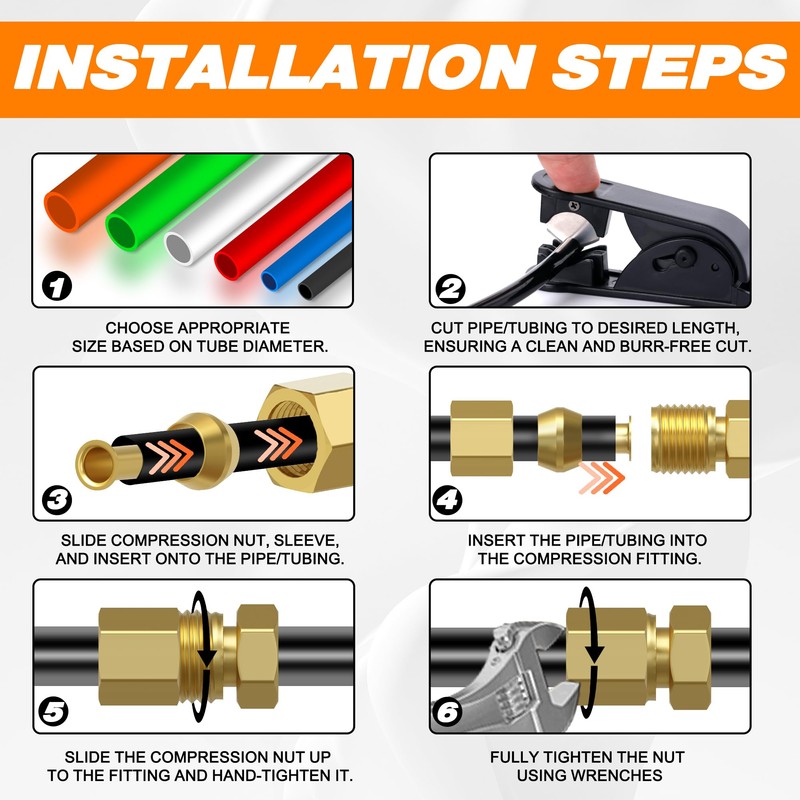 180PCS Compression Fittings Assortment kit - 4 sizes (1/4", 3/8",