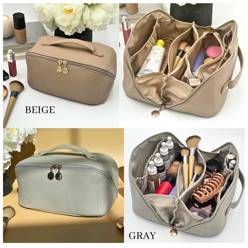 Large Capacity Travel Cosmetic Bag, Travel Makeup Bag, Opens Flat