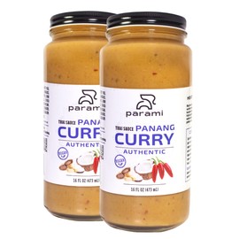 Parami Organic Coconut Curry Simmer Sauce – 16oz Jar | Vegan, Gluten Free, Dairy Free, Nut Free | Authentic Thai Curry Base Made with Fresh Lemongrass, Galangal & Kaffir Lime (Pack of 2, Panang)