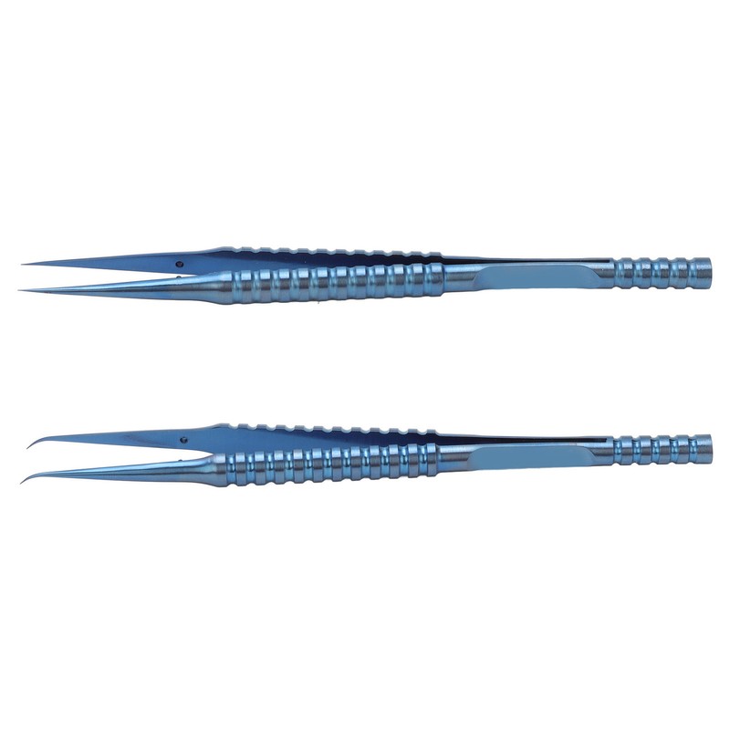 2 Pcs Fine Tipped Tweezers Straight Tip Bent Tip Titanium