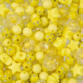 260pcs John Bead Assorted Yellow Star Plastic Beads for DIY Craft Jewelry Bracelet Necklace Making