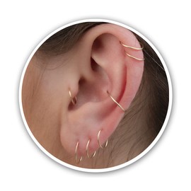 Zwei Stück 22-Gauge-Gold-Creolen für Frauen, 14 K Gold gefüllte Huggie-Creolen (Gold, 14 mm 22 Gauge / 1 Paar)