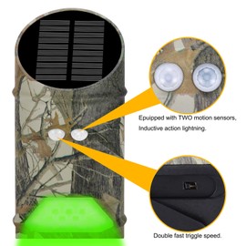 LILBEES Solar Powered Hog Feeder Light-Motion Activated for Hogs,Deer Feeder and Yard Varmint Guarding-Campact Camouflage Green Lights Design for Outdoor Game Hunting (G300) 2-Pack