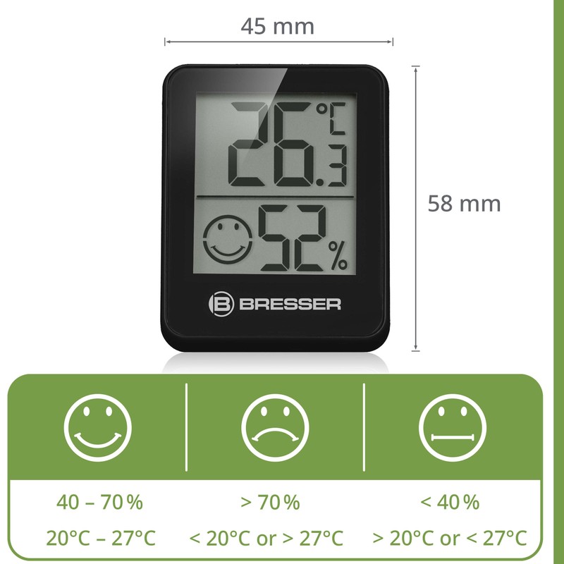 Bresser Temeo Thermometer Hygrometer, Hygro Indicator Set of 3 for