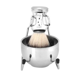 Cocoarm Stainless Steel Shaving Brush, Beard Brush Holder Stand, Soap Dish Set, Durable Environmentally Friendly Shaving Tool Set with Stainless Steel + Plastic for Beard Shaving (38092)