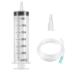winbest Large Syringe, 350ml Plastic Syringe, Reusable Liquid Syringe with Tube and Catheter, Large Capacity Syringe for Laboratory Measuring, Garden, Industry