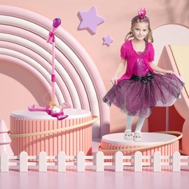 Microphone, Children's Karaoke Machine with Adjustable Stand, Flashing Stage Lights, Party Play, Singing Toys,Gift for Kids