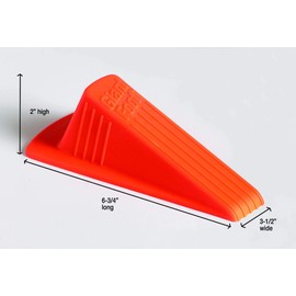 Master Manufacturing Safety Orange Giant Foot Door Stop, Heavy Duty Rubber Wedge Design, Made in the USA, Doors Up to 2" Clearance (00965), 1-Pack