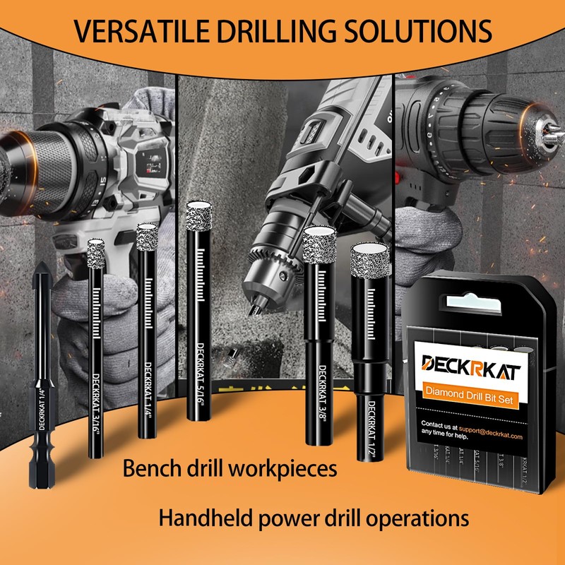 DECKRKAT 10-Piece Dry Diamond Drill Bits & TileDrill Bits -