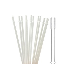 Cnskinny 9.45 Inches Reusable Food grade Plastic Straws for Tall Cups and Tumbler, BPA-Free Unbreakable clear solid color drinking straw 51 tubes + 2 cleaning brush