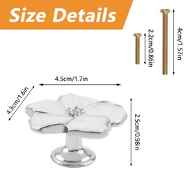 MOROBOR 4pcs Petal Drawer Knobs, Creative Cabinet Drawer Pulls Silver Silk Enamel Single Hole Zinc Alloy Knobs for Dresser Wardrobe Door Furniture/Silver Base with White Dispensing Surface