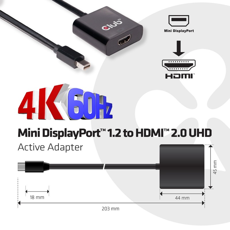 Club 3D CAC-2170 Mini DisplayPort 1.2 to HDMI 2.0 UHD