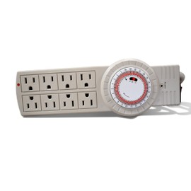 8-Outlet Mechanical Timer Power Strip – 24-Hour Programmable Surge Protector with Heavy-Duty Cord