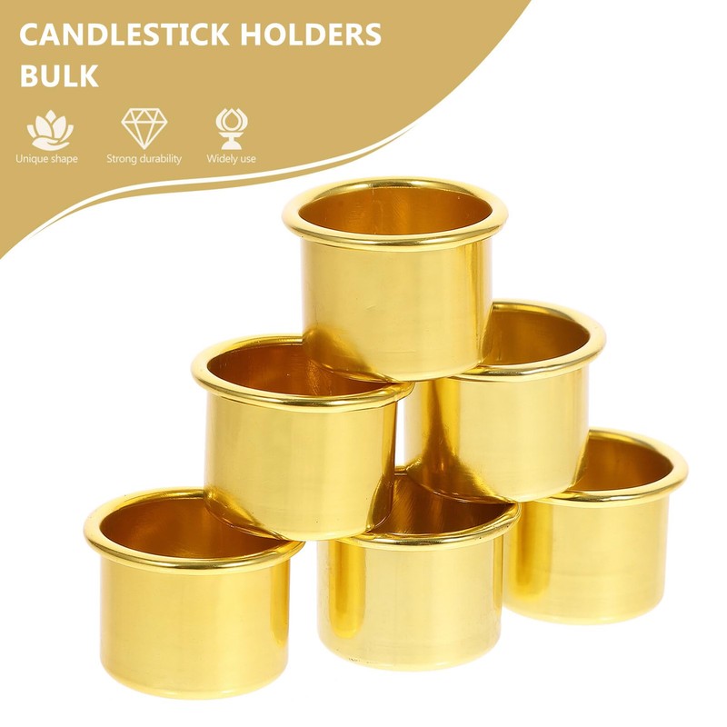 30Pcs Gold Aluminum Candle Holders Bulk Metal Cup Insert for