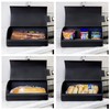 AuldHome Farmhouse Black Bread Box; Retro Vintage Style Enamel Countertop