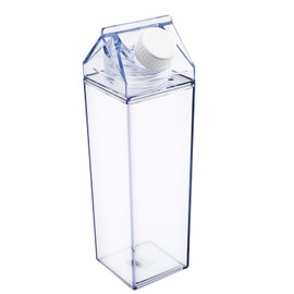 LUTER Milk Carton Water Bottle, Clear Square Milk Bottle, Leak-Proof Plastic Water Juice Bottle for Outdoor Sports Travel Camping Climbing (500 ml)