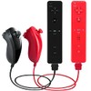 PGYFDAL 2 Pack Remote Controller and Nunchuck Joystick for wii/wii u Console, Gamepad with Silicone Case and Wrist Strap for Holiday (Black and Red)