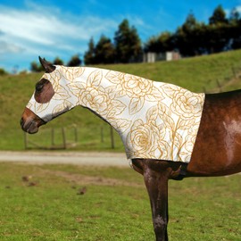 Horse Slicker Hood with Zipper: Snug Fit, No-Ears Design, and Extra Large Eye Holes for Face, Shoulders, Mane, Chest, and Withers - Perfect for Show-M(Flower)