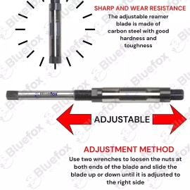 BLUEFOX TOOLS Adjustable HSS Blade HSS hand Reamer H15 1.1/2" To 1.13/16" (38.10mm To 46.03mm)