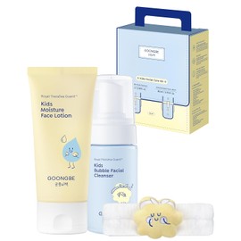 GOONGBE Kids Facial Care Kit - Korean Low pH Bubble Facial Cleanser & Moisture Face Lotion - Face Wash & Moisturizer Set with Cica & Panthenol - Allergen-Free Formula 3.38 fl.oz. & 2.7 oz