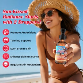 Drinkable Tanning Drop for Women: Oral Tanning Drop to Drink Daily Bronze with Astaxanthin Beta-Carotene L-Tyrosine Lycopene, Melanin Supplement Sugar Free for Natural Tan Healthy Skin Sun Sensitivity