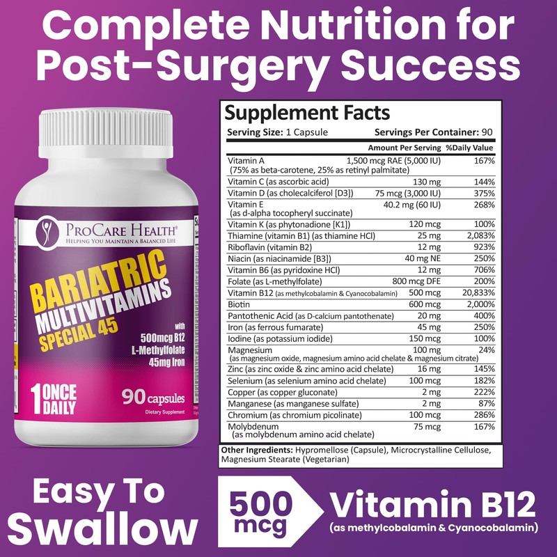 ProCare Health Bariatric Multivitamin with Iron 45mg (90 Capsules) with