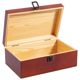 Budesoko Wooden Storage Box with Hinged Lid and Locking Clasp, Wood Box DIY and Gift Chest for Storing Jewelry, Memories and Toys, Wooden Keepsake Craft Boxes 23 x 15 x 9 cm, Brown