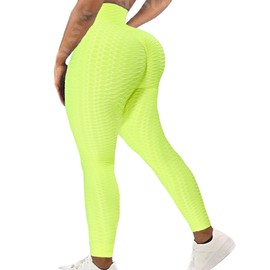 SEASUM Women High Waisted Yoga Pants Workout Butt Lifting Scrunch Booty Leggings Tummy Control Anti Cellulite Textured Tights XL