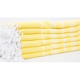 HAVLULAND Turkish Beach Towels Oversized -100% Turkish Cotton Super Soft Lightweight - Absorbent and Quick Drying Bath Towel - Sand Free Beach Towel - Turkish Towels for Adults (Yellow, 12 Pack)