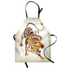Lunarable Zodiac Leo Apron, Abstract Lion Design with Swirled Stripes