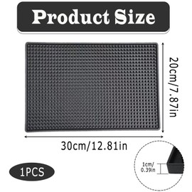 Tamper Mat, Coffee Mat, Rubber Bar Mat, Non-Slip, Heat Resistant, Drip Mat Tableware for Cafe, Bar, Kitchen, Restaurants, Black, 30 x 20 cm