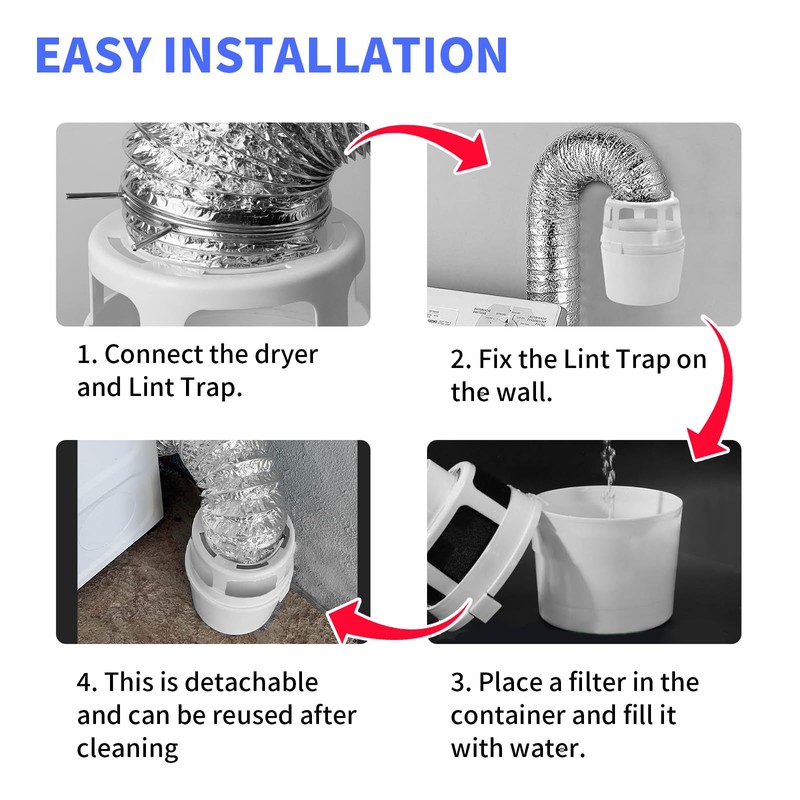 211 Dryer Lint Trap Indoor Dryer Vent Kit Filter Bucket