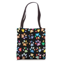 Colorful Paw Prints Tote Bag