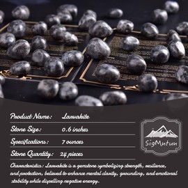 SigMntun Larvakite Healing Crystal Stone Set - 24 Pieces, 0.6" Natural & Polished Stones for Healing, Meditation, Reiki, Chakra, Crafting & Decoration