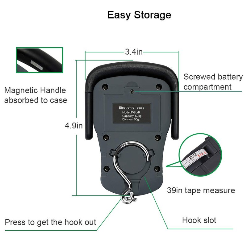 Digital Hanging Luggage Scale with Comfortable Handle and Large Hook,