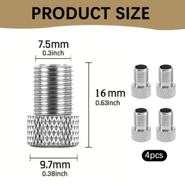 PHIOMUUE 4pcs Presta Valve Adapter,Bike Pump Adaptor, Presta to Schrader Valve Adapter, Bike Pump Adapter Converter,Rubber Inner Ring,Inflate Tire Using Standard Pump or Air Compressor(Silver)