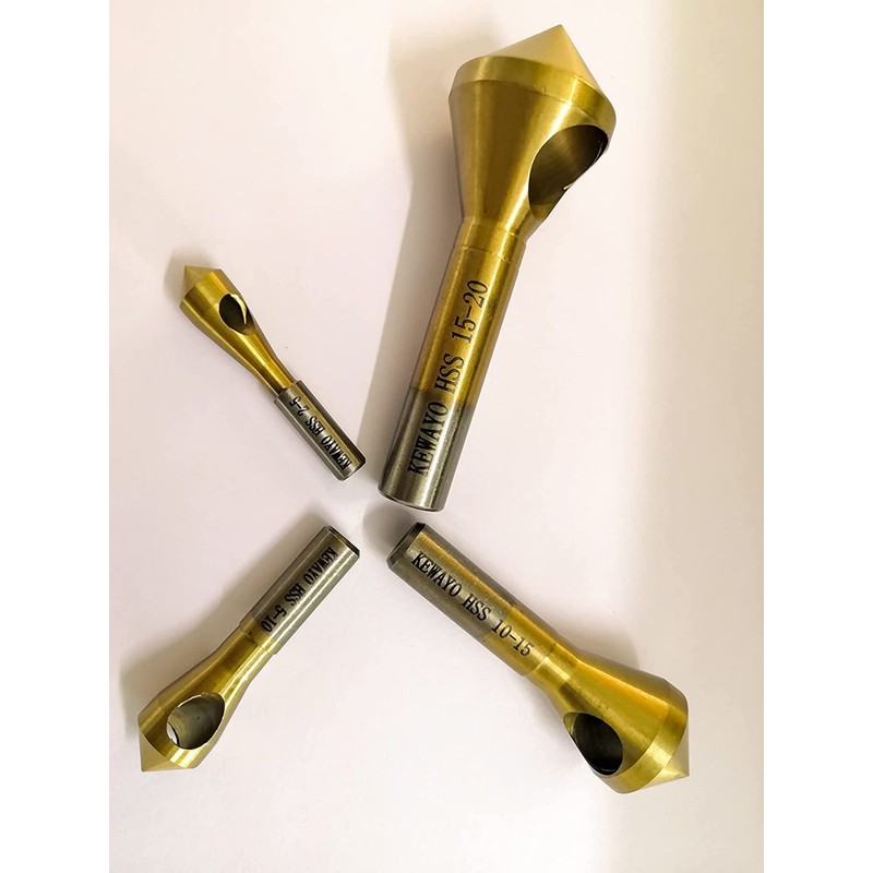 4pc Titanium Countersink Drill Bit Set Chamfer Deburring Tool for